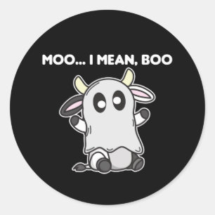 Cow Ghost Cute Kawaii Halloween Moo I Mean Boo Classic Round Sticker