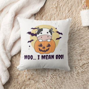 Cow Ghost Cute Kawaii Halloween Moo I Mean Boo Cushion