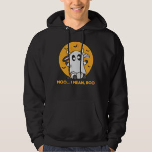 Cow Ghost Cute Kawaii Halloween Moo I Mean Boo Hoodie
