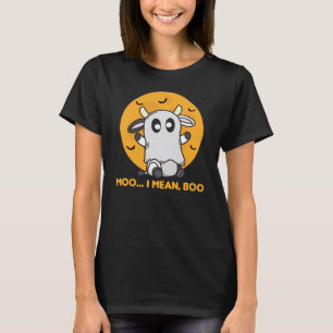 Cow Ghost Cute Kawaii Halloween Moo I Mean Boo T-Shirt
