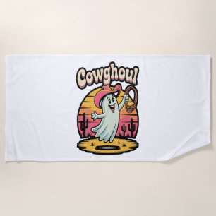 Cow Ghoul Halloween Spooky Beach Towel