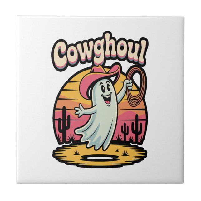 Cow Ghoul Halloween Spooky Tile (Front)