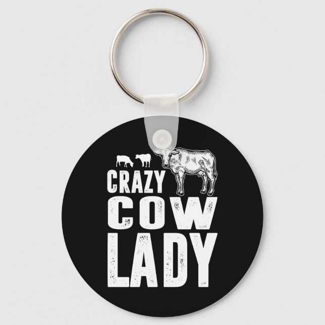 Cow Gift | Crazy Cow Lady Gift Cow Lover Key Ring (Front)