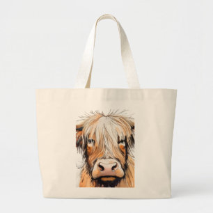 Cow gift, highland cow large tote bag