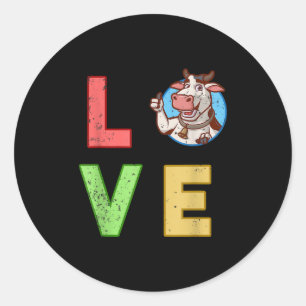 Cow Gift Love Cow Gift For Cow Lover Classic Round Sticker