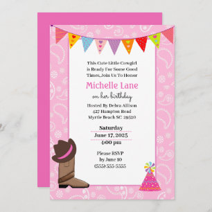 Cow Girl Birthday Invitation