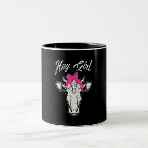 Cow Girl Farmer Gift  Cool Cow Animal Idea Two-Tone Coffee Mug