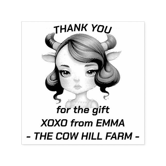 Cow girl Party Self-inking Stamp (Design)