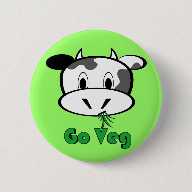 Cow Go Veg 6 Cm Round Badge (Front)