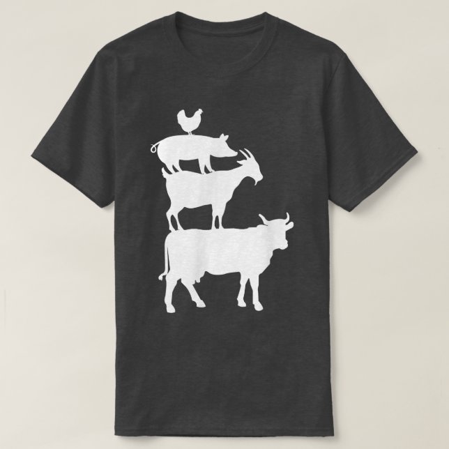 Cow Goat Pork Chicken Farmer Animal Country T-Shir T-Shirt (Design Front)