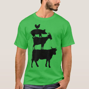 Cow Goat Pork Chicken Farmer Animal Country  T-Shirt