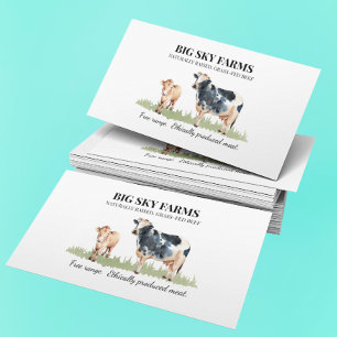 Cow Grass-fed Farming Farm Watercolor  Business Card