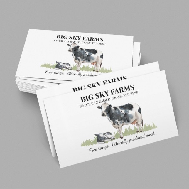 Cow Grass-fed Farming Farm Watercolor Calf Business Card (Creator Uploaded)