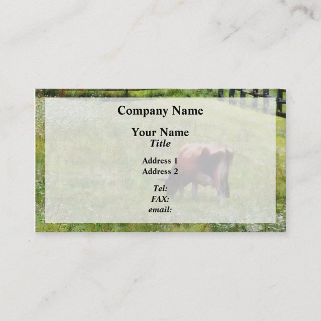 Cow Grazing in Pasture Business Card (Front)