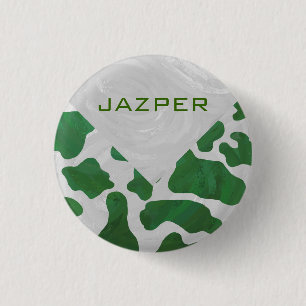 Cow Green and White Monogram 3 Cm Round Badge