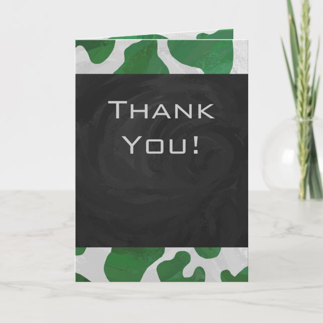 Cow Green and White Monogram Card (Front)