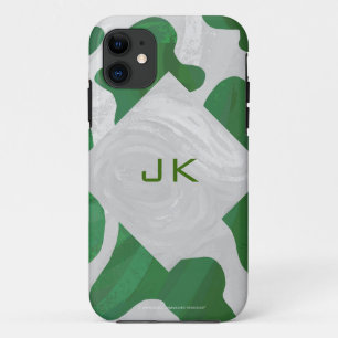 Cow Green and White Monogram Case-Mate iPhone Case