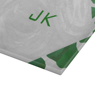 Cow Green and White Monogram Cutting Board
