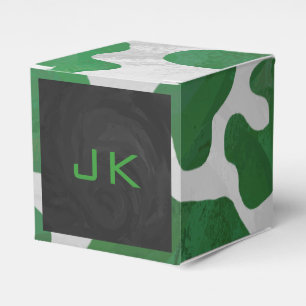 Cow Green and White Monogram Favour Box