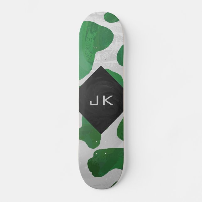 Cow Green and White Monogram Skateboard (Front)