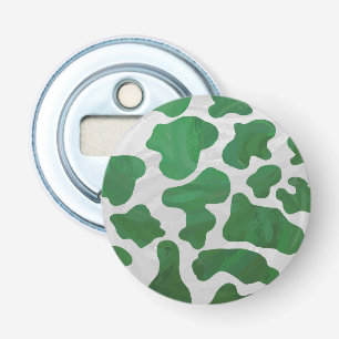 Cow Green and White Print Bottle Opener
