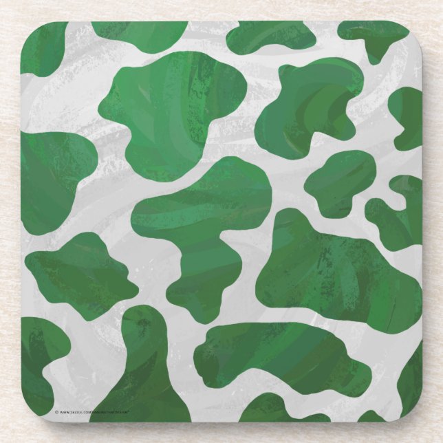 Cow Green and White Print Coaster (Front)