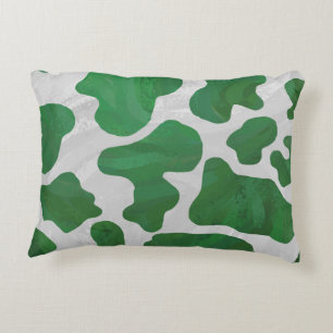 Cow Green and White Print Decorative Cushion
