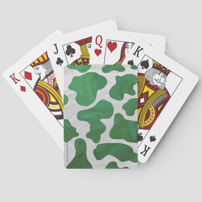 Cow Green and White Print Playing Cards (Back)