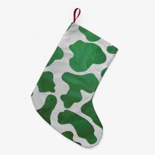 Cow Green and White Print Small Christmas Stocking