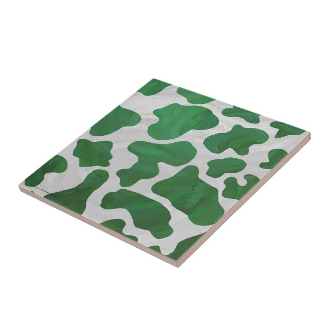 Cow Green and White Print Tile (Side)