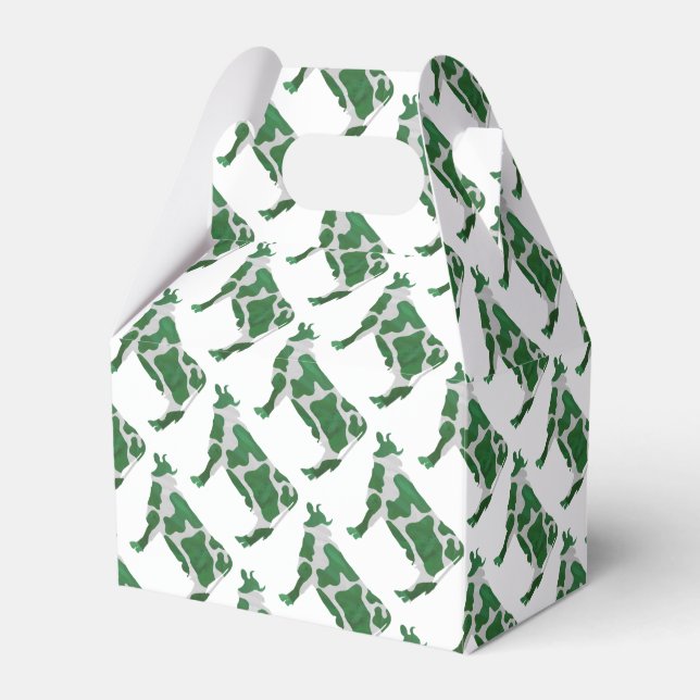 Cow Green and White Silhouette Favour Box (Front Side)