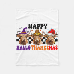 Cow Hallothanksmas Halloween Thanksgiving Christma Fleece Blanket