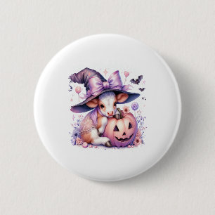 Cow Halloween Square 6 Cm Round Badge