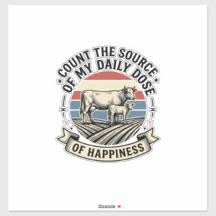 Cow Happiness Vintage Farm Vector Shirt Design_1