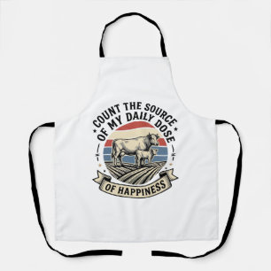 Cow Happiness Vintage Farm Vector Shirt Design_1 Apron