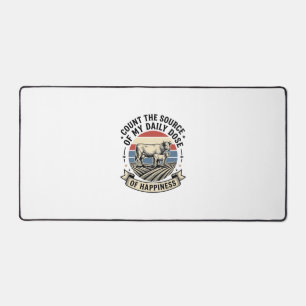 Cow Happiness Vintage Farm Vector Shirt Design_1 Desk Mat