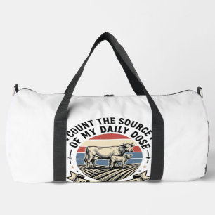 Cow Happiness Vintage Farm Vector Shirt Design_1 Duffle Bag