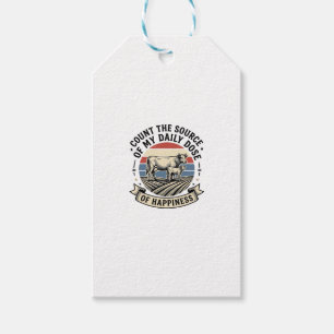 Cow Happiness Vintage Farm Vector Shirt Design_1 Gift Tags