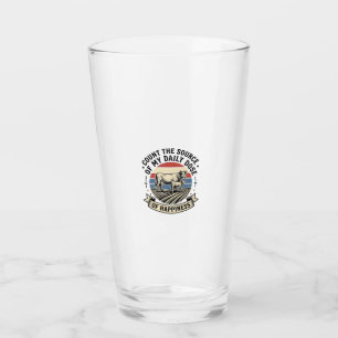 Cow Happiness Vintage Farm Vector Shirt Design_1 Glass