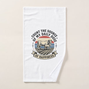 Cow Happiness Vintage Farm Vector Shirt Design_1 Hand Towel