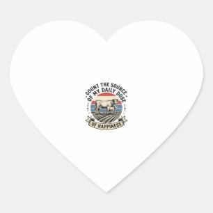 Cow Happiness Vintage Farm Vector Shirt Design_1 Heart Sticker