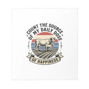 Cow Happiness Vintage Farm Vector Shirt Design_1 Notepad