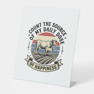 Cow Happiness Vintage Farm Vector Shirt Design_1 Pedestal Sign