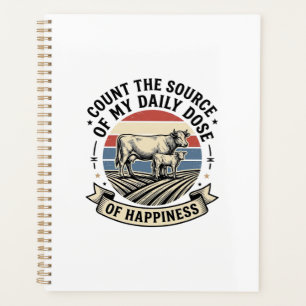 Cow Happiness Vintage Farm Vector Shirt Design_1 Planner