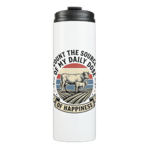Cow Happiness Vintage Farm Vector Shirt Design_1 Thermal Tumbler