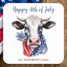 Cow Happy 4th Of July Red White Blue Patriotic