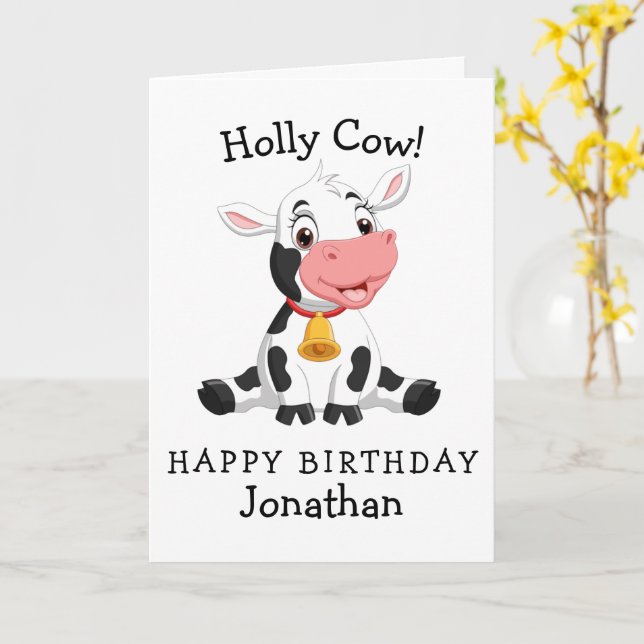 cow happy birthday card (Yellow Flower)