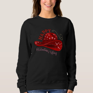 Cow Hat Valentine's Day Be Howdy Western Cowhide L Sweatshirt