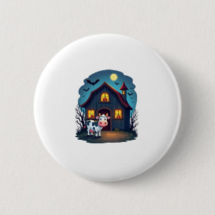 Cow & Haunted Barn 6 Cm Round Badge