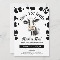 Cow Have You Herd 2nd Birthday Watercolor Invitat